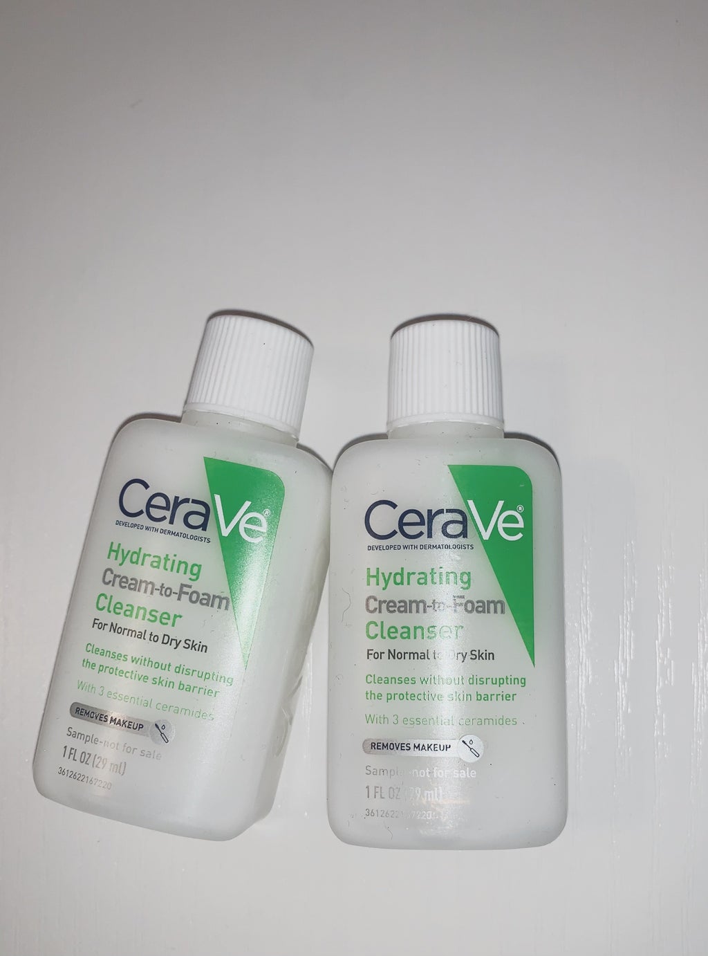 Cerave hydrating cream to foam cleansers against white background