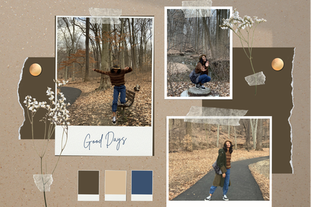 scrapbook looking page decorated with images and flowers