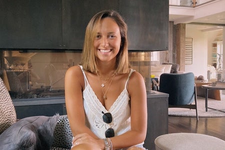 Girl smiling on couch