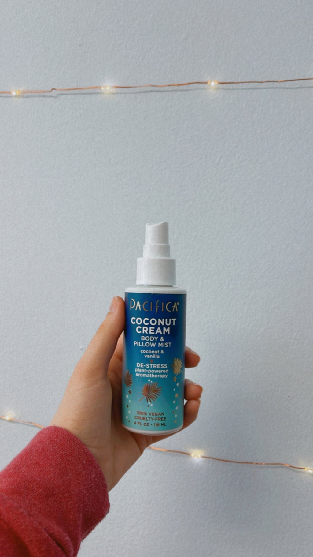 This is an image of the Pacifica coconut cream Body and Pillow mist. I am using it for an article on better sleep habits.