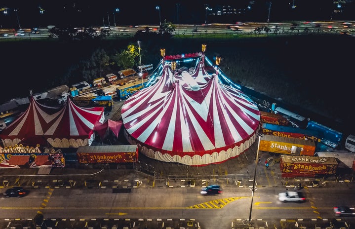 Photo from afar of a circus