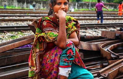 woman on railway in Bangladesh