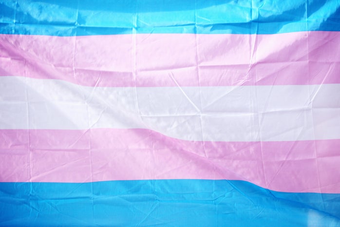 Transgender flag celebrating LGBTQ Pride for June, 2019.
