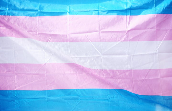 Transgender flag celebrating LGBTQ Pride for June, 2019.