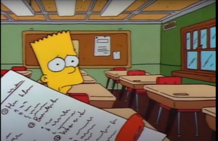 Bart waiting for his test to be graded