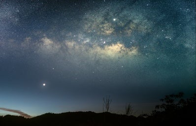 Crescent Moon, Venus, Jupiter and the Milky Way