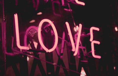 Pink neon love sign