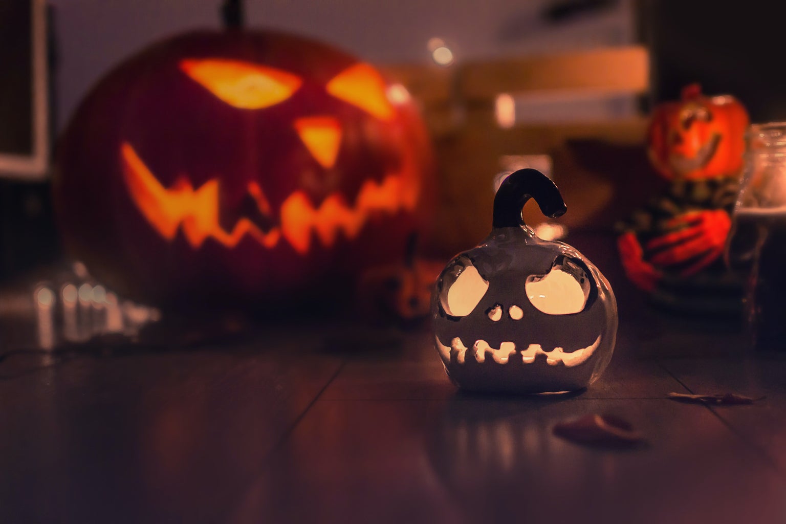 Orange and gray jack-o-lantern