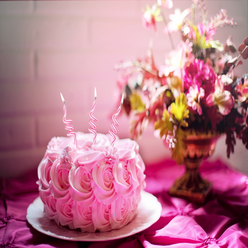 Birthday cake and flowers