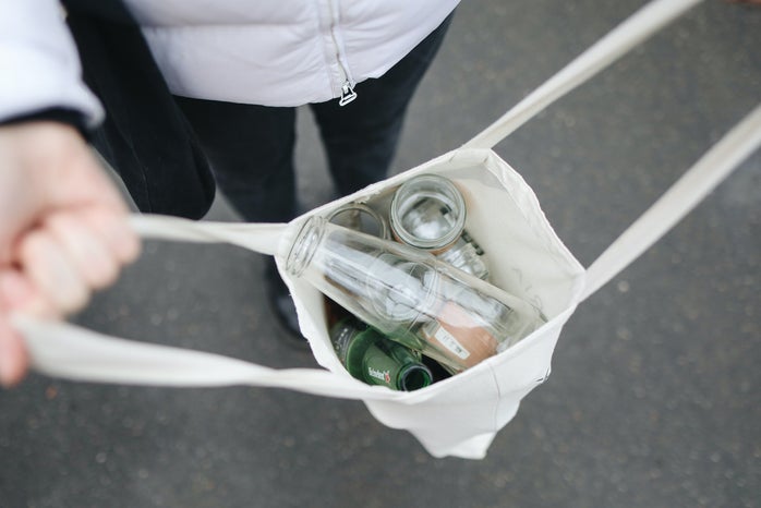 glass bottles in Reusable bag