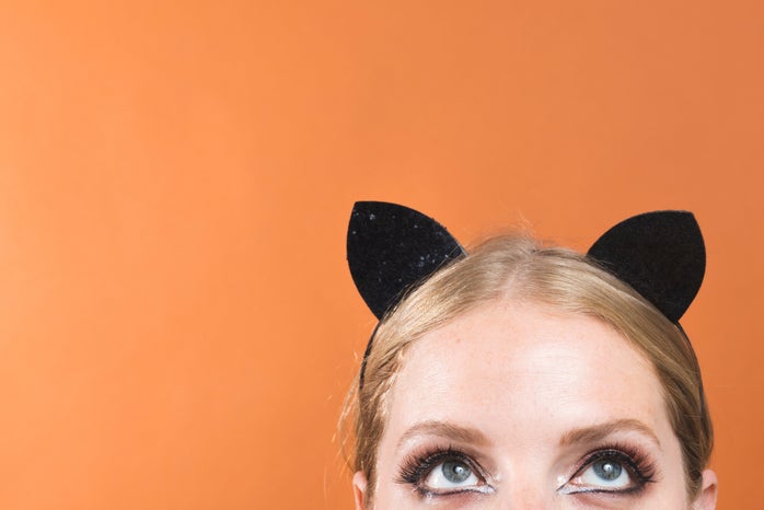 rep image, cat eyes, halloween, costume