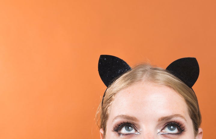 rep image, cat eyes, halloween, costume