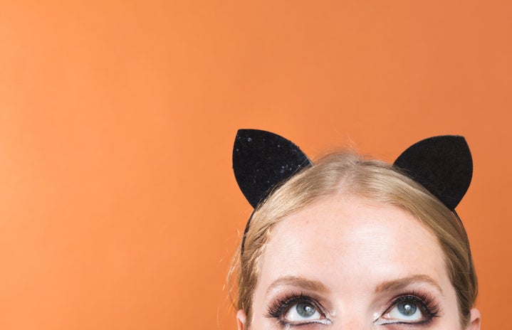 rep image, cat eyes, halloween, costume