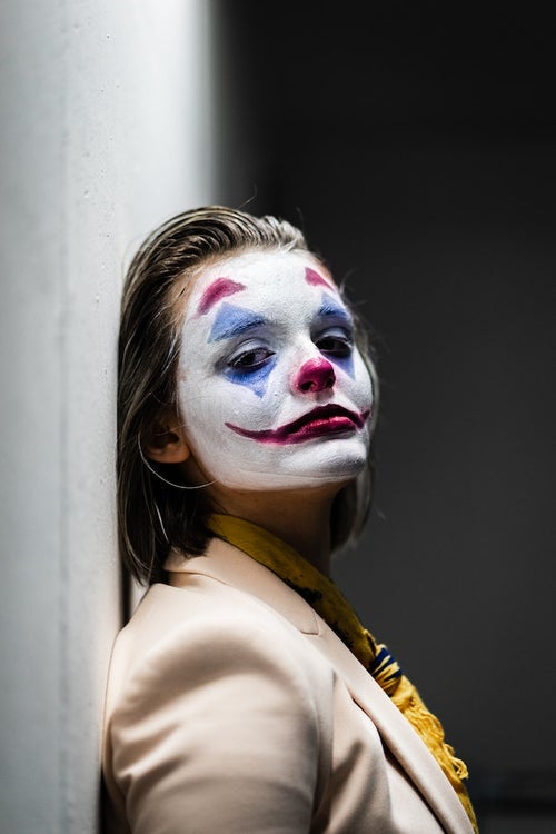 woman with joker makeup