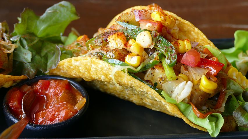 Taco with corn and salsa