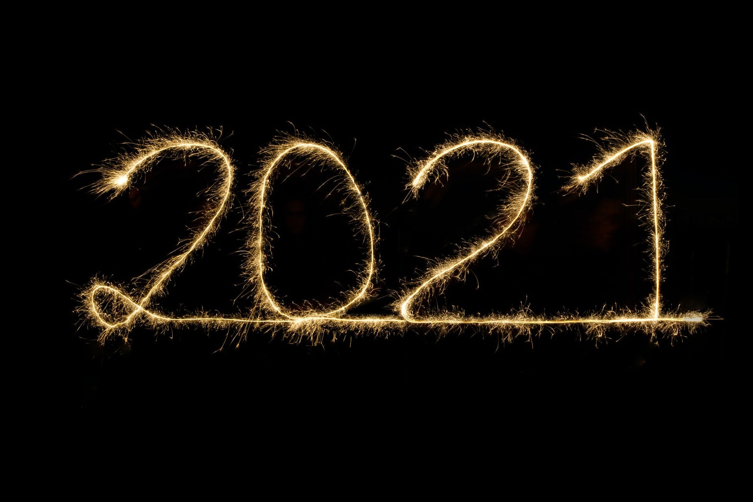 2021 written in bright light fireworks