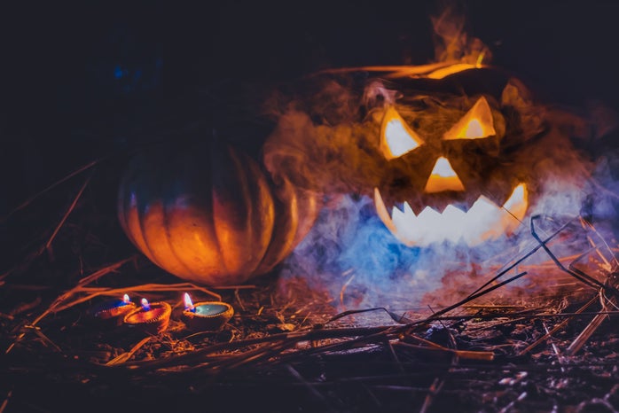 spooky jack o lantern with blue lights by Rahul Pandit?width=698&height=466&fit=crop&auto=webp