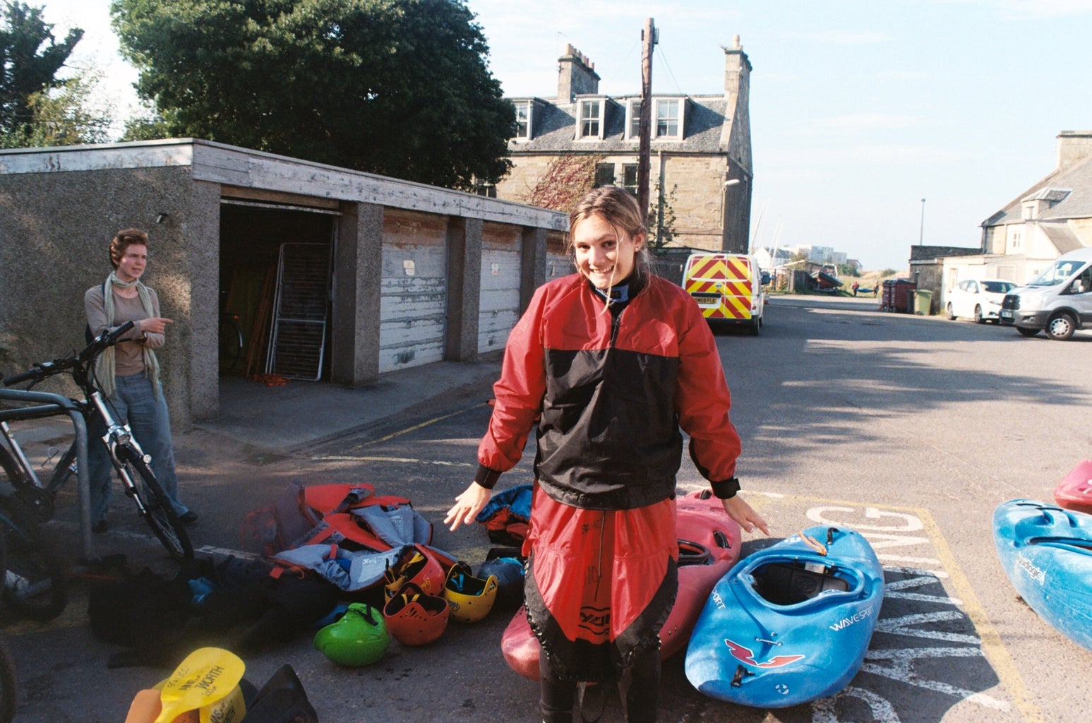 Girl in sea kayak equipment