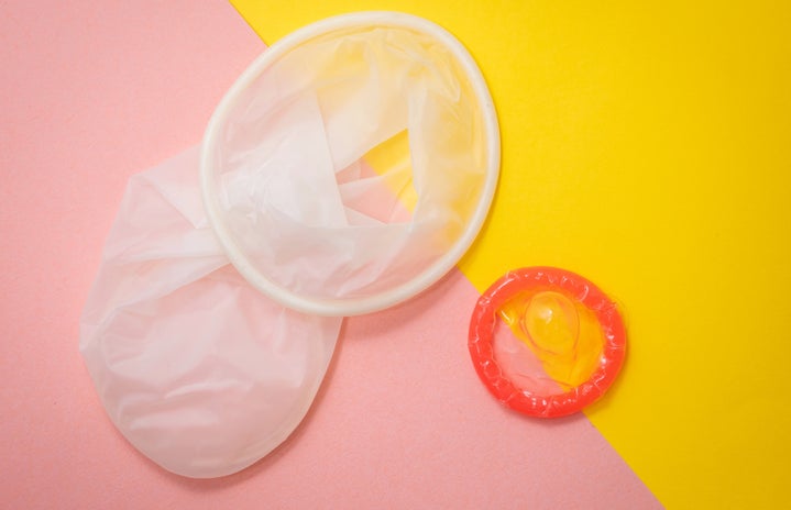 male condom beside female condom