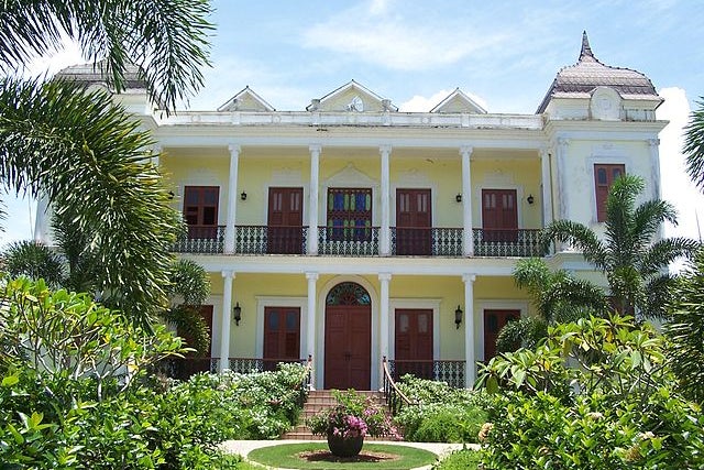 The entrance of the Palacete los Moreau in Moca, Puerto Rico.