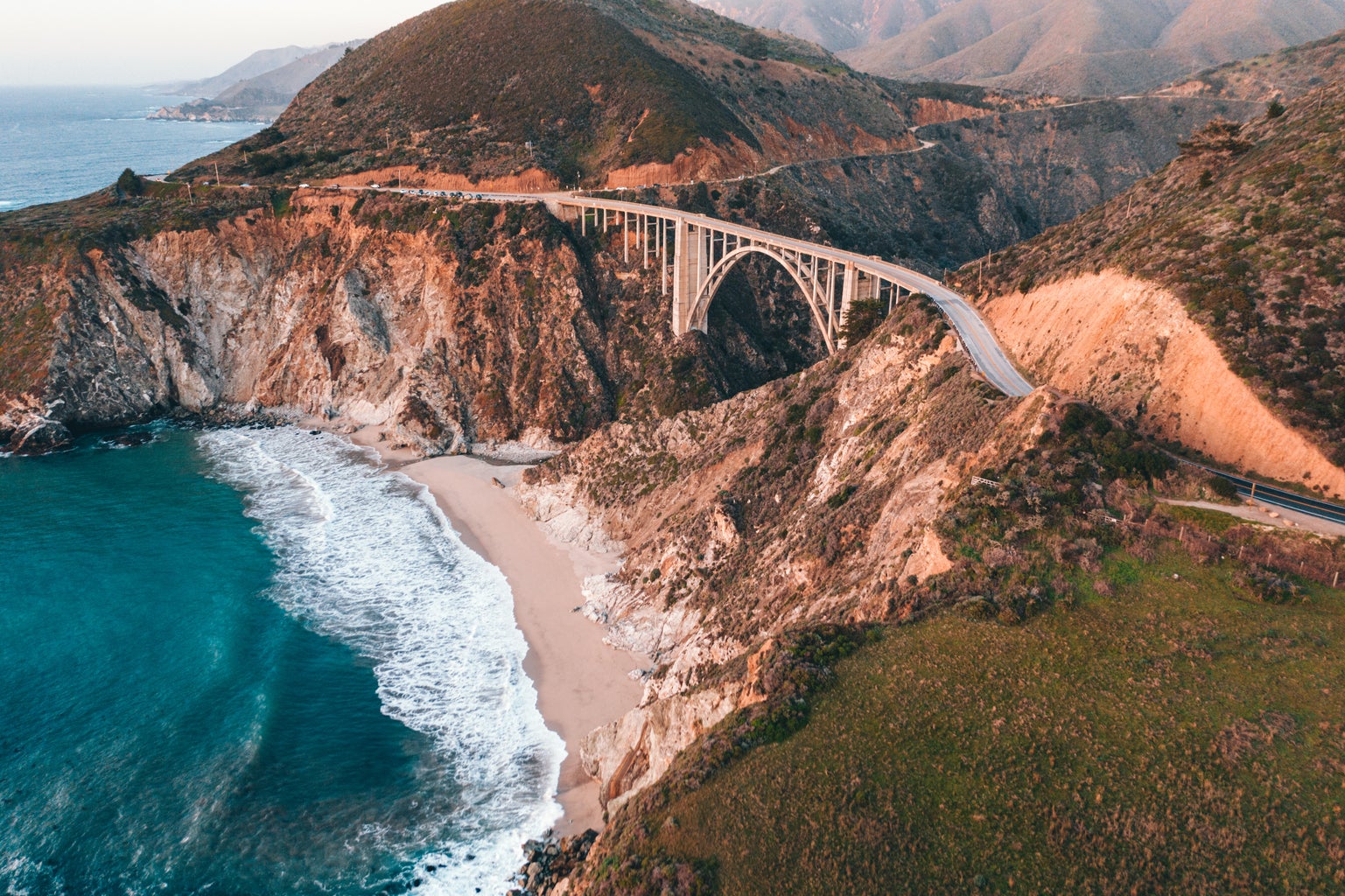 big sur california, water and bridge view