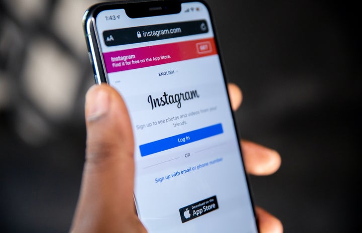 Phone with Instagram online browser opened up