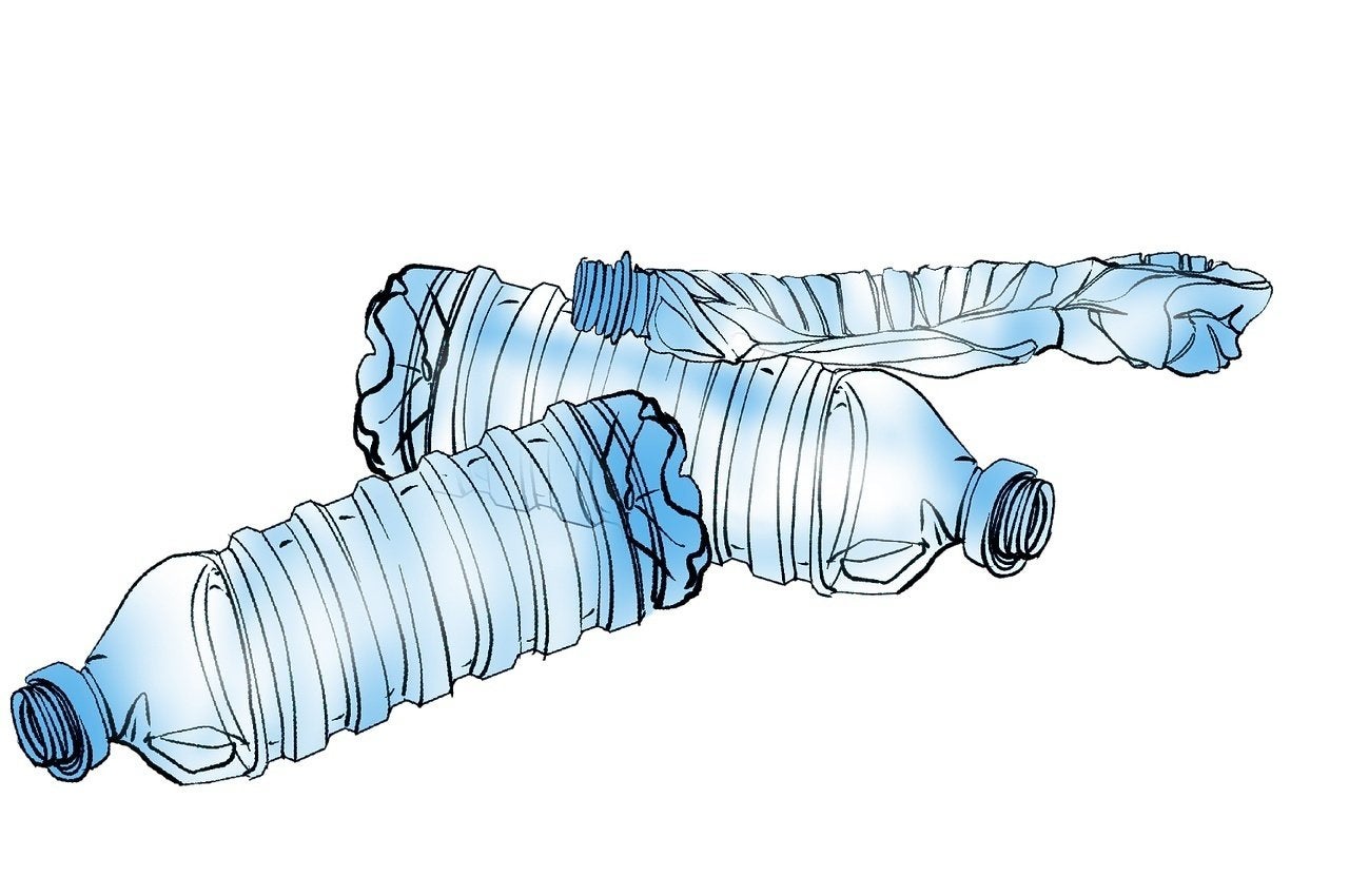 illustration of three plastic water bottles