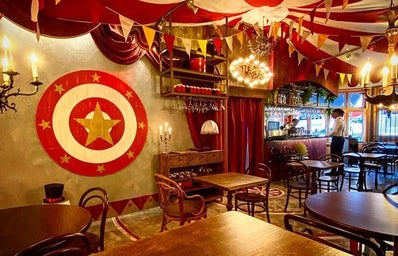 Restaurant interior with circus decor