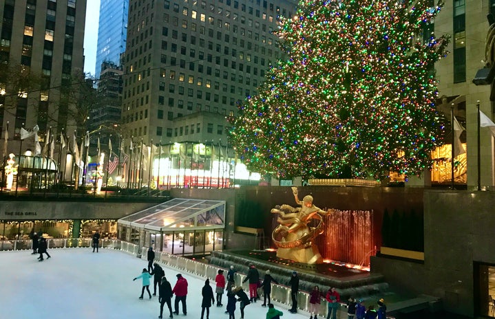 Rockefeller ice rink and Christmas tree in New York