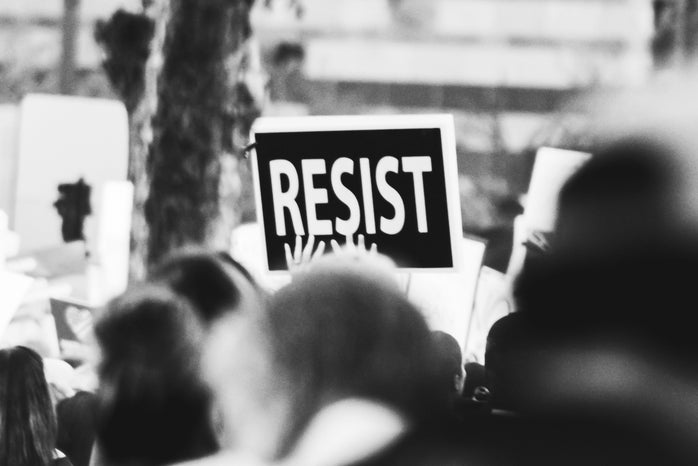 "resist" protest sign