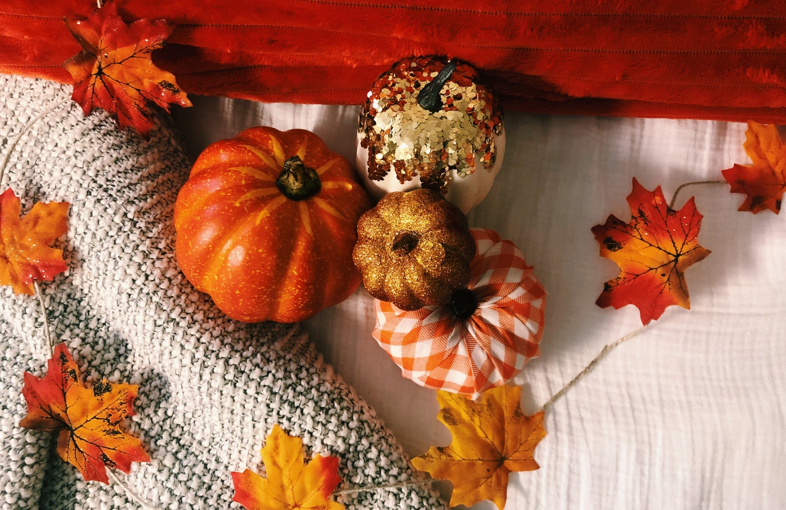 pumpkins on blankets