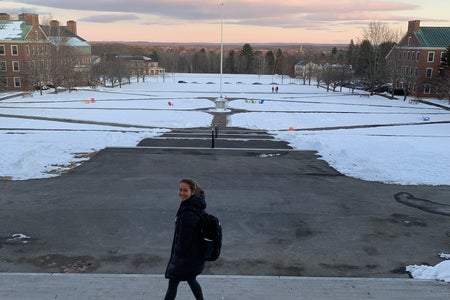 Photo of woman on snowy quad