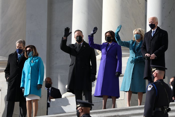President Joe Biden, Vice President Kamala Harris, and their spouses during the 59th inauguration in D.C.