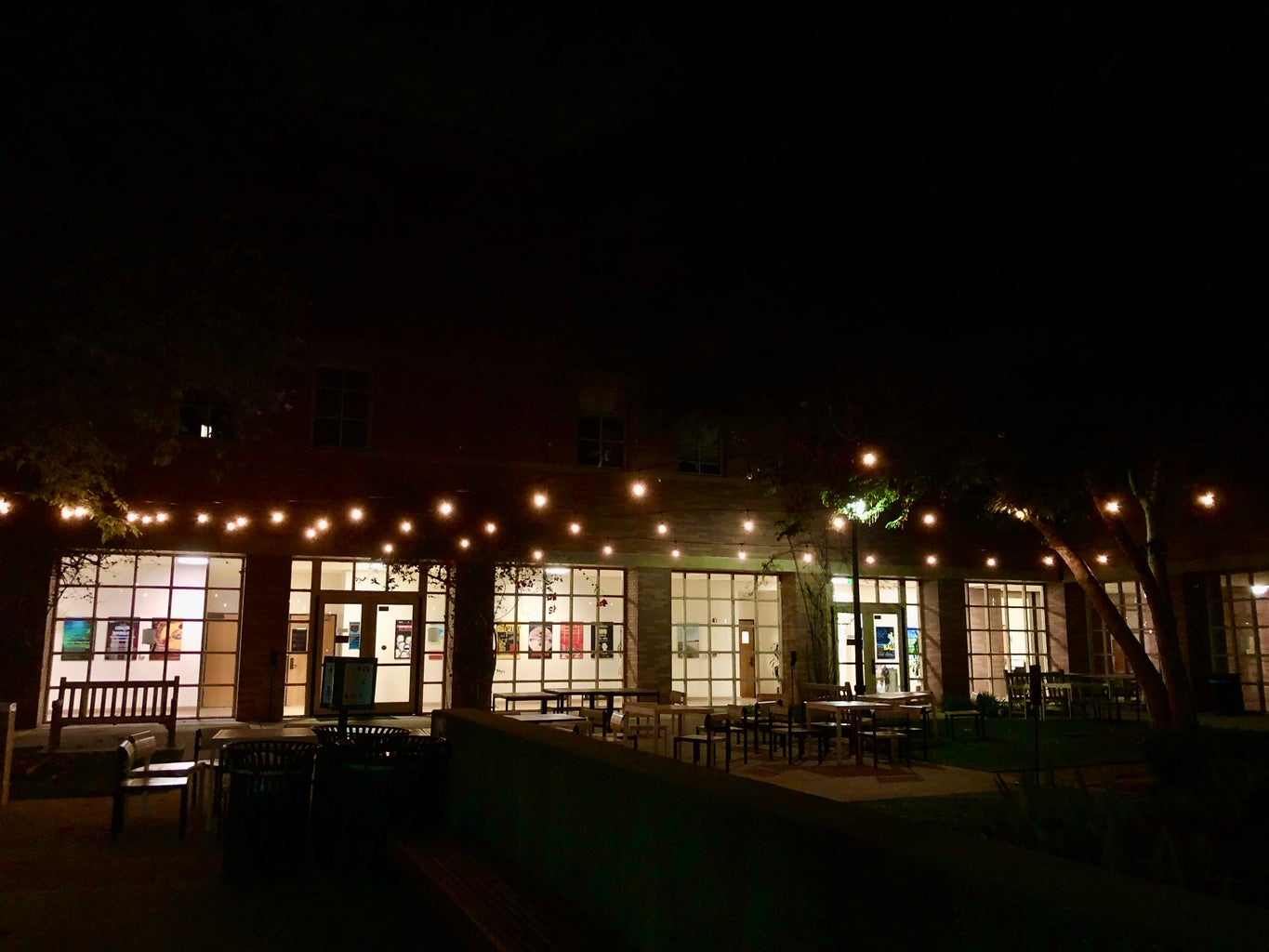 Shapiro Courtyard at UCLA at night