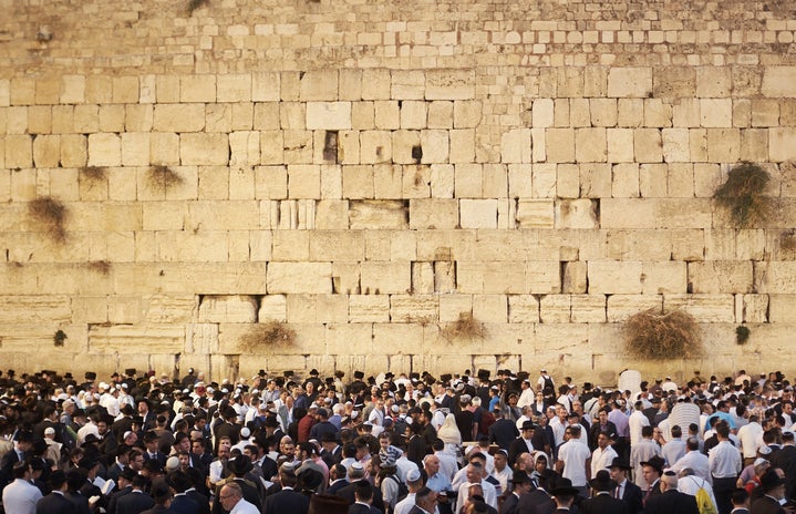 People gathered at the Wailing Wall in Jerusalem