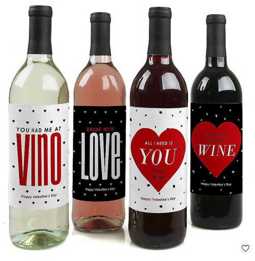 valentine\'s day wine stickers