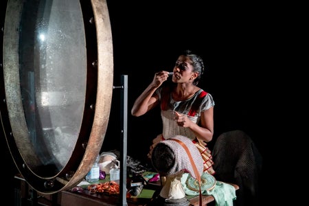An actress during rehearsals for a play