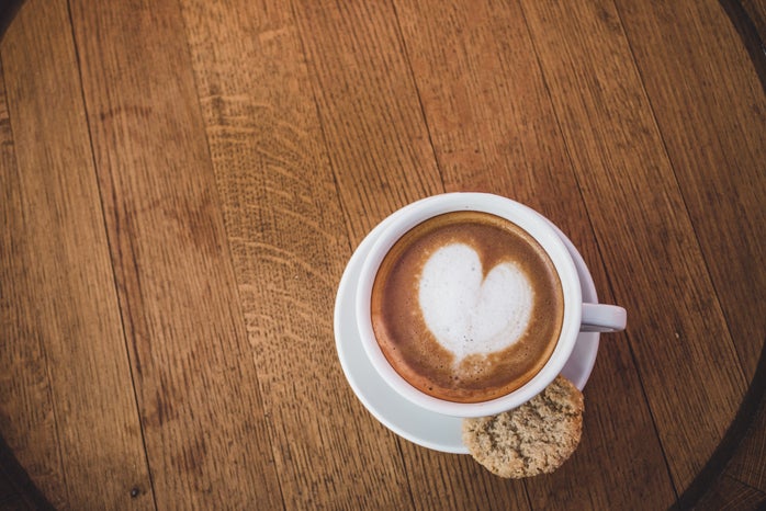 latte art with heart design