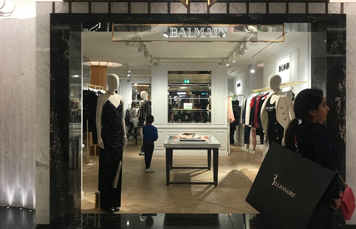 Picture of the Balmain store in Harrods, London.