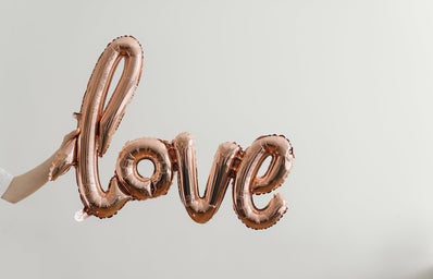 The word LOVE in balloons