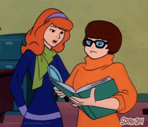 gif of Velma and Daphne from Scooby-Doo