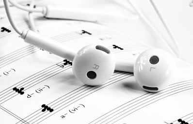 Earbuds and Sheet Music