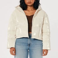 metallic cream puffer jacket fashion staple