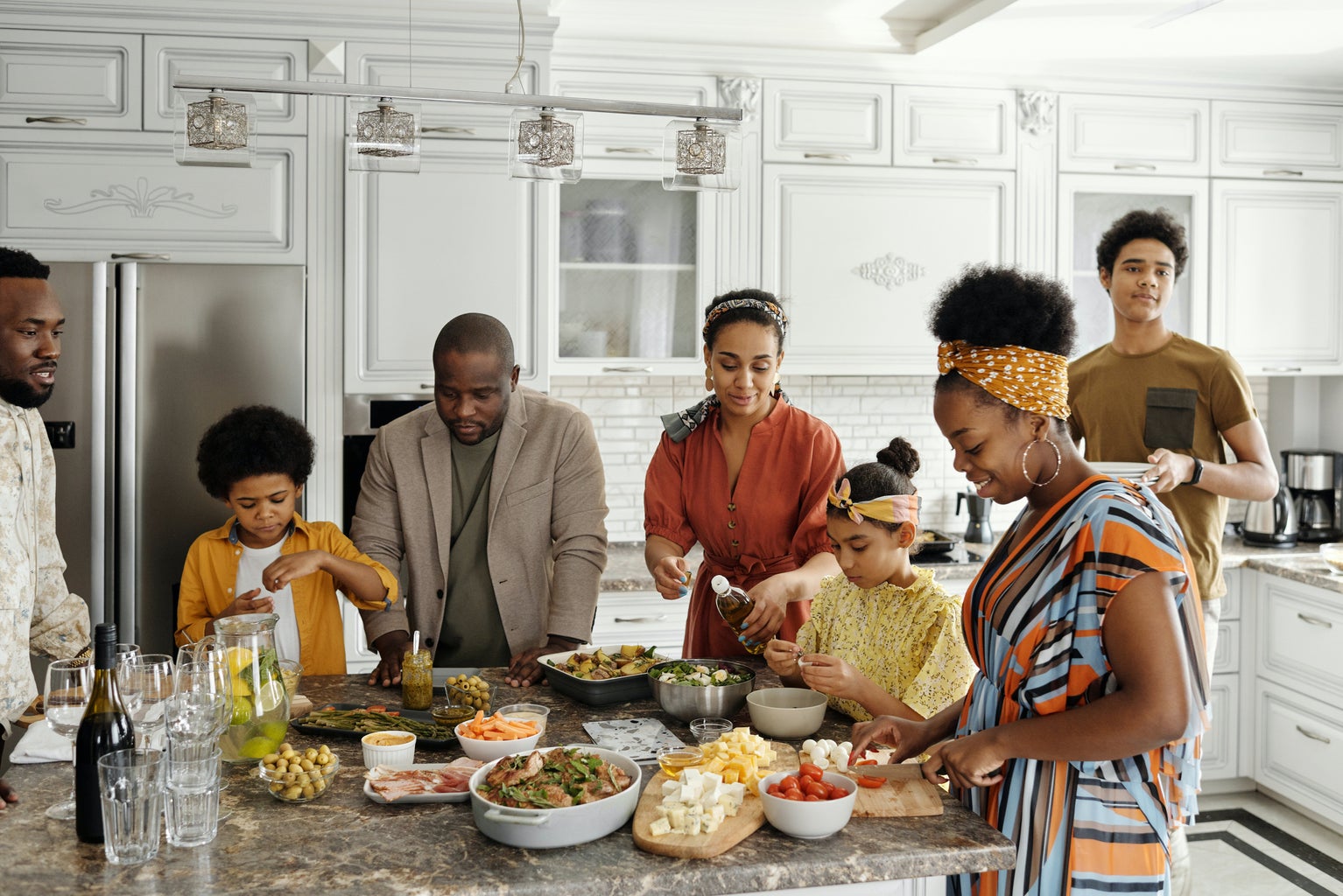 Family cooking together