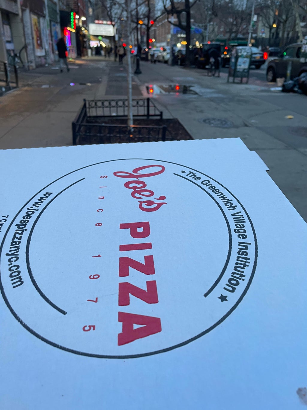 Photo of a box of Joe\'s Pizza