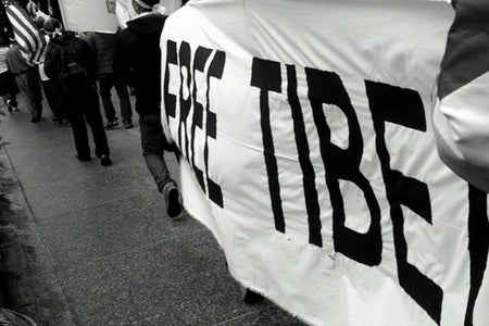 A photo of a Free Tibet protest