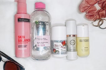 skincare lineup. 5 products
