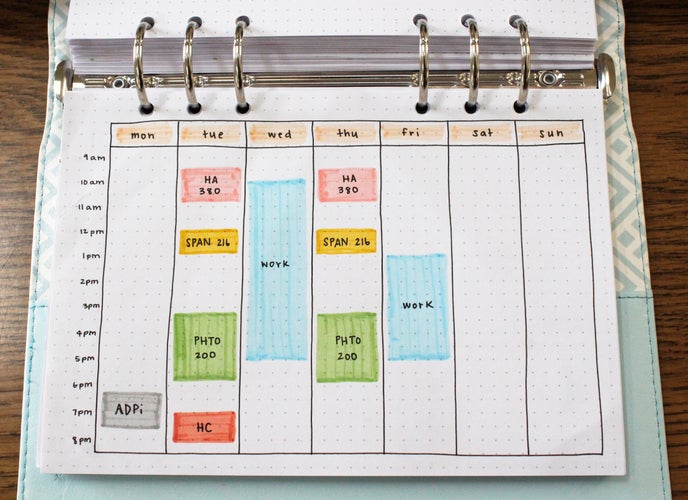 weekly schedule journal spread