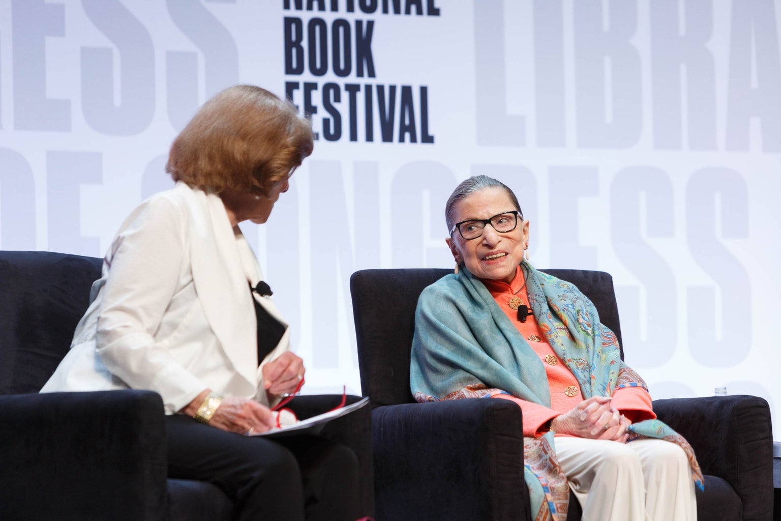 U.S. Supreme Court Justice Ruth Bader Ginsburg speaks on the Main Stage of the National Book Festival