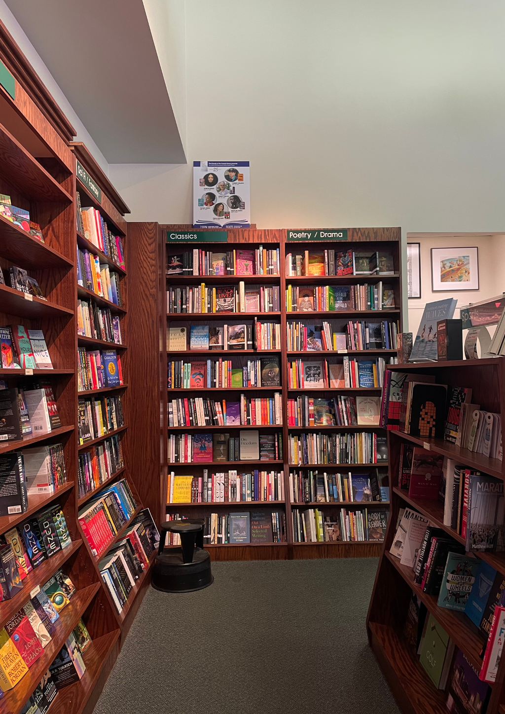 Photograph of books in Rivers End Bookstore